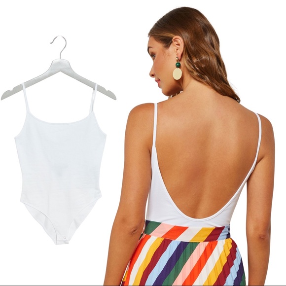 Forever 21 Tops - Forever 21 Scoop Back White Cami Bodysuit